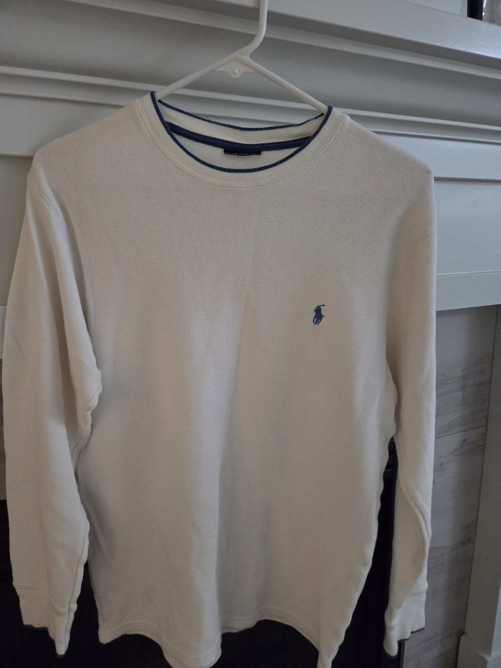 Polo by Ralph Lauren White Long-Sleeve Crewneck with Navy Pony